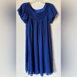 Royal Blue Smocked Yoke Chiffon Dress